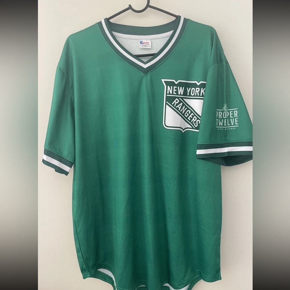 Green New York rangers st Patrick's day jersey